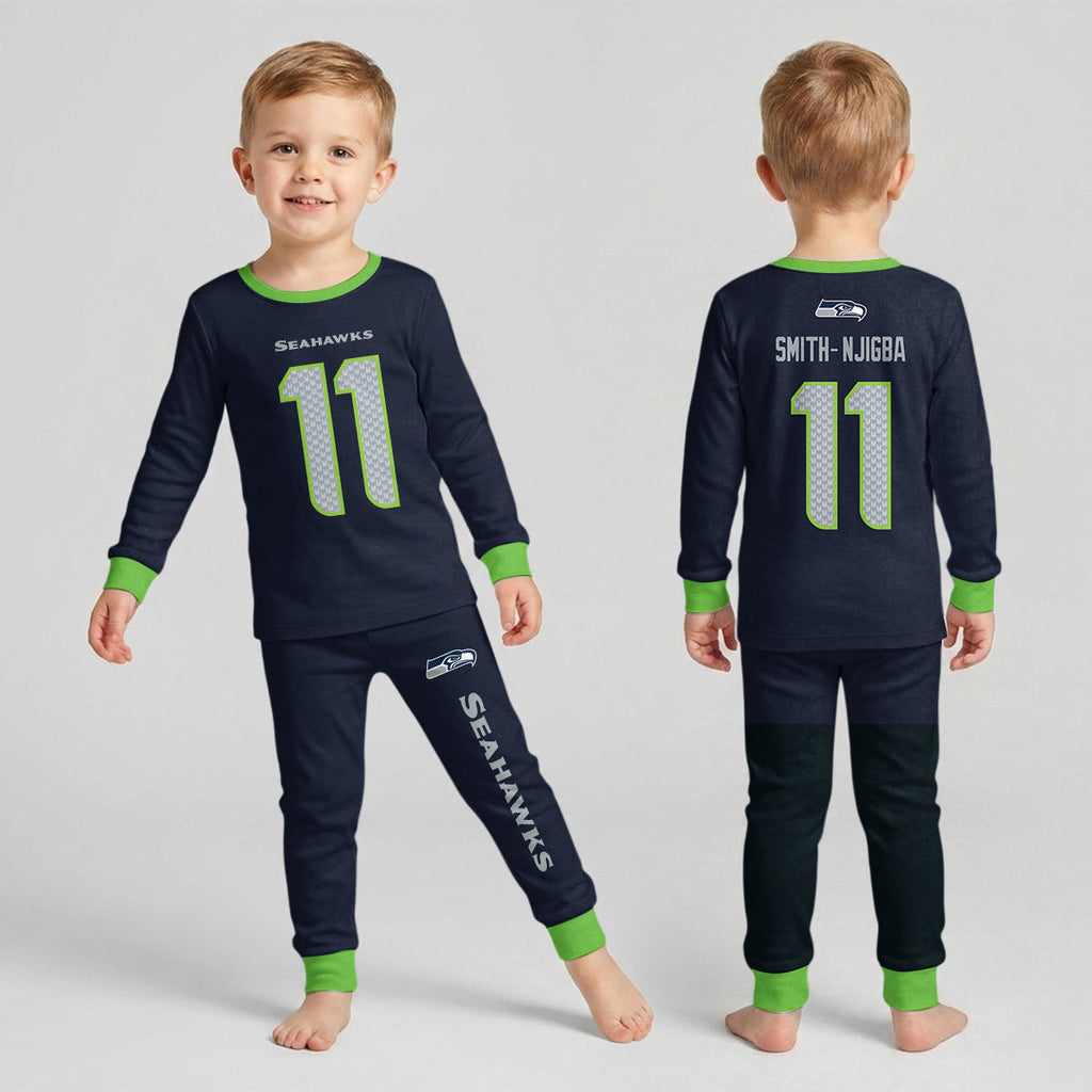 Seahawks Football Inspired Bamboo Two Piece Long Sleeve Pajama Set