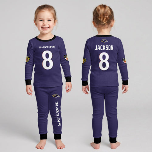 Baltimore RV Football LJ 8! Inspired Bamboo Two Piece Long Sleeve Pajama Set