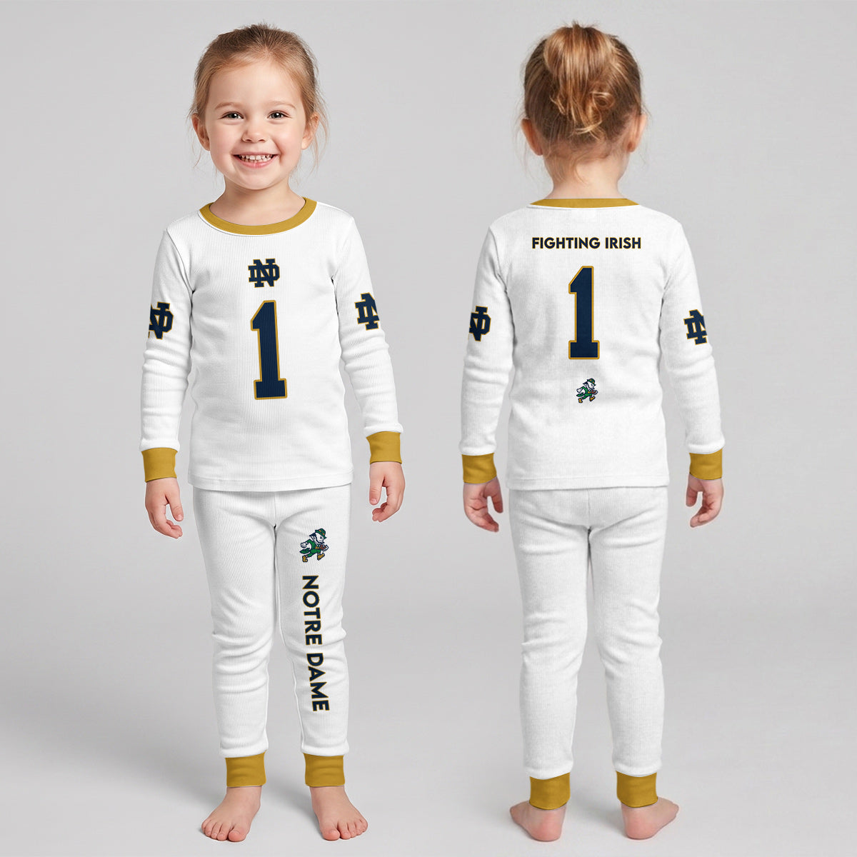 Notre Dame F.I Football!! Inspired Bamboo Two Piece Long Sleeve Pajama Set