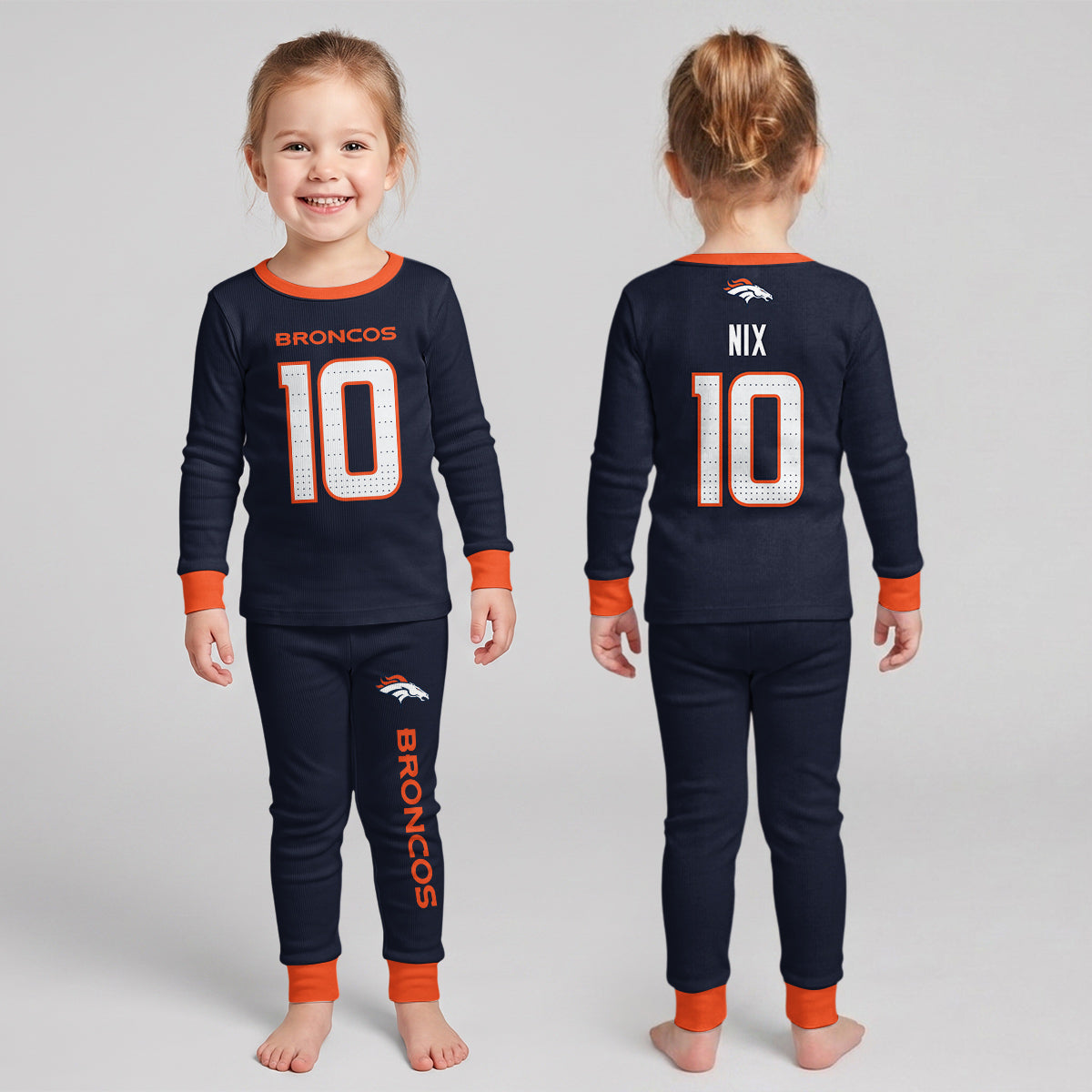 Broncos BN10 Football! Inspired Bamboo Two Piece Long Sleeve Pajama Set