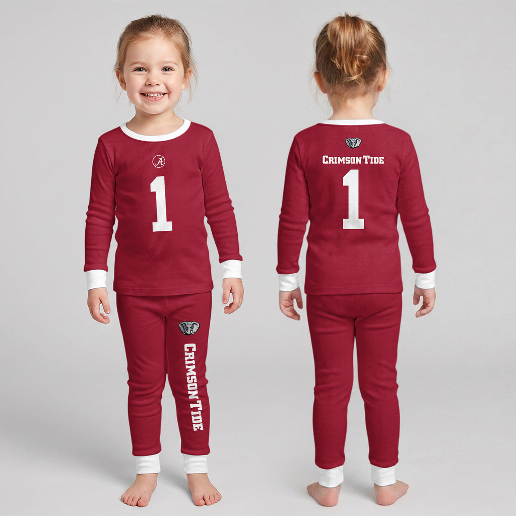 Alabama C.T. Football! Inspired Bamboo Two Piece Long Sleeve Pajama Set For Kid