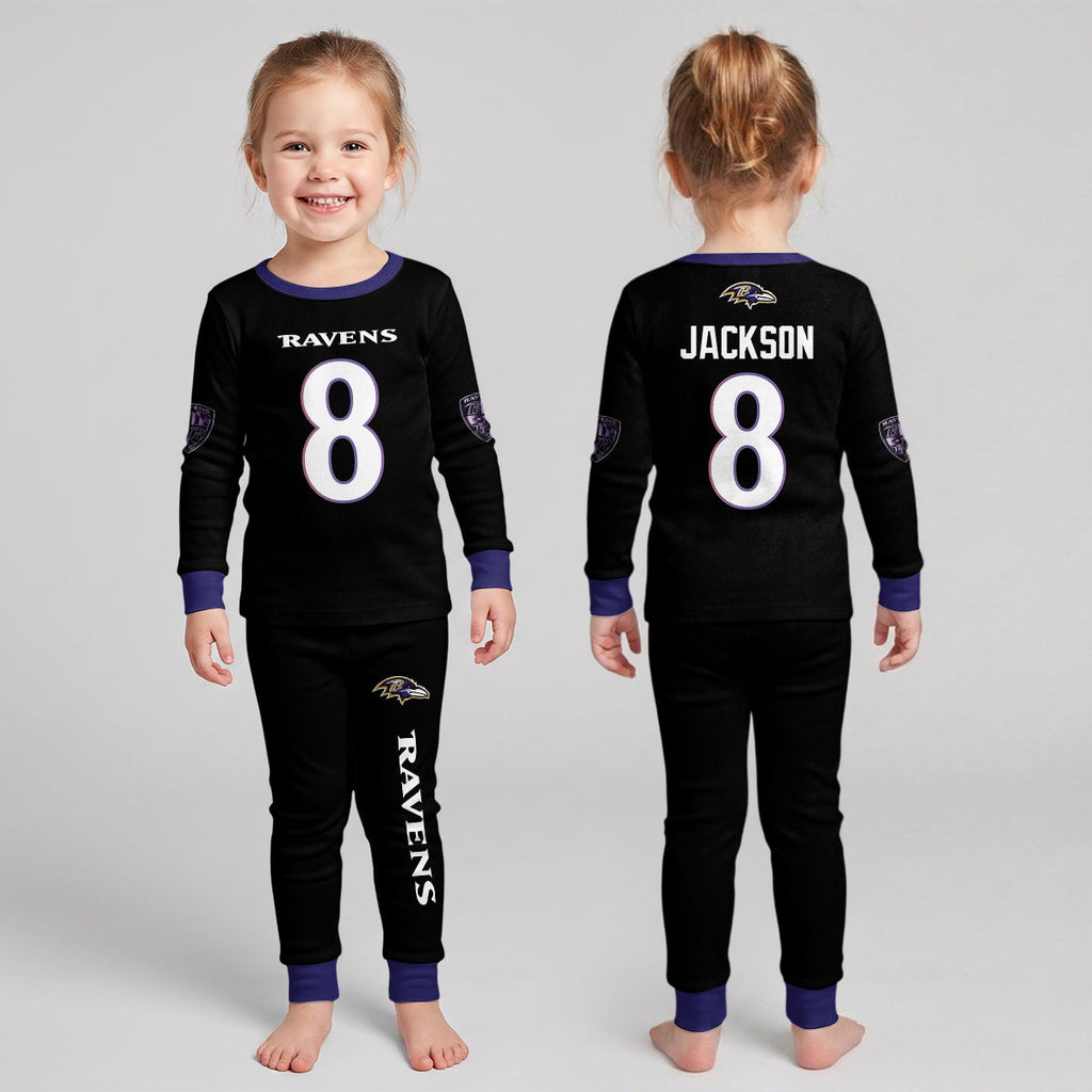 Baltimore RV Football LJ 8! Inspired Bamboo Two Piece Long Sleeve Pajama Set