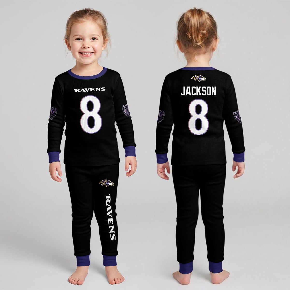 Baltimore RV Football LJ 8! Inspired Bamboo Two Piece Long Sleeve Pajama Set