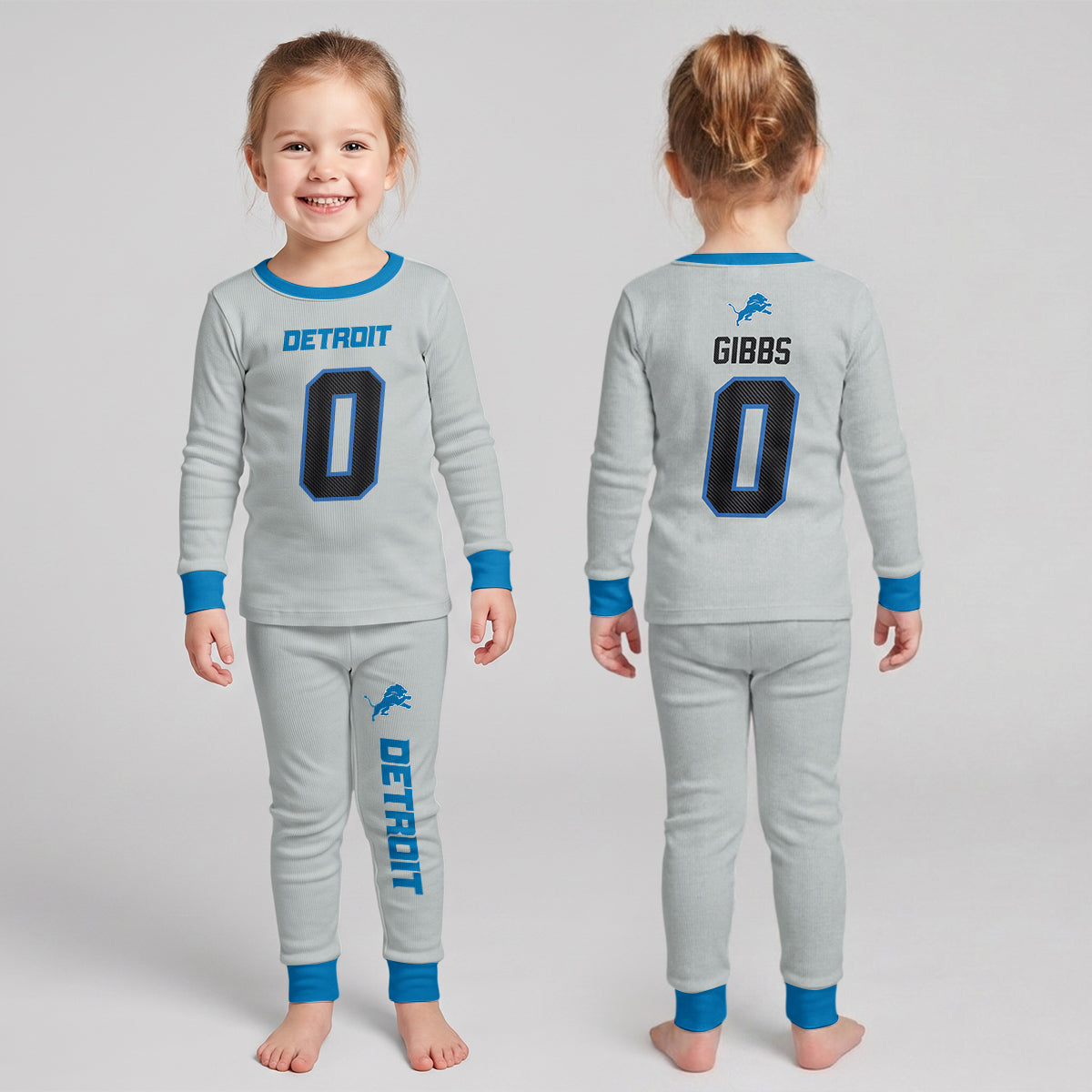 Detroit L. Football JG 0! Inspired Bamboo Two Piece Long Sleeve Pajama Set