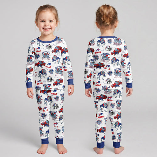 Bills Football x Beast Inspired Bamboo Two Piece Long Sleeve Pajama Set