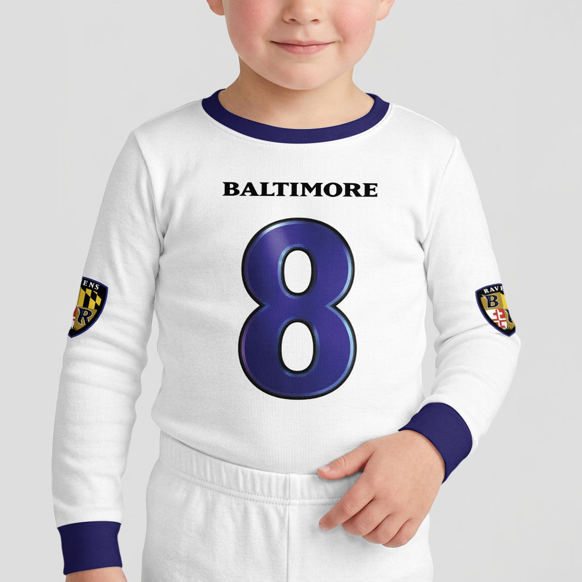 Baltimore RV Football LJ 8! Inspired Bamboo Two Piece Long Sleeve Pajama Set