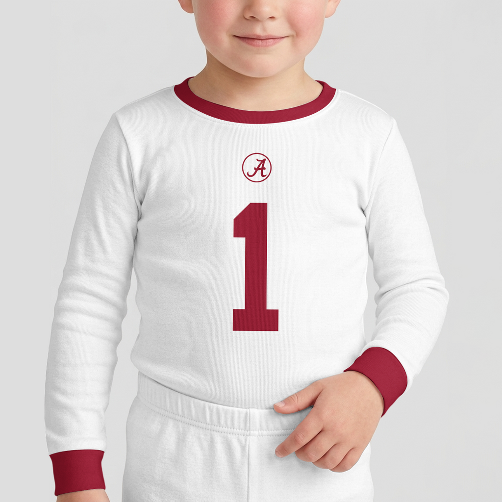 Alabama C.T. Football! Inspired Bamboo Two Piece Long Sleeve Pajama Set For Kid