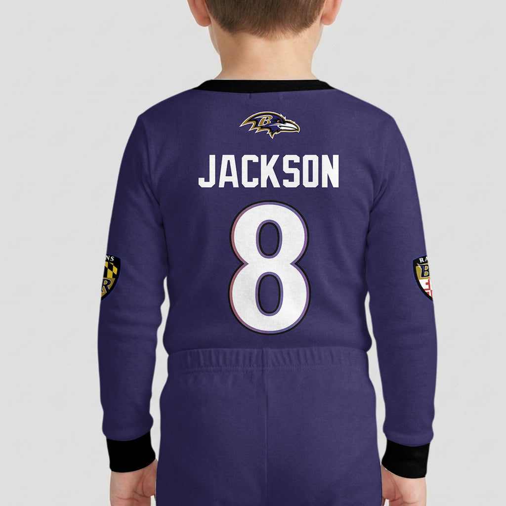 Baltimore RV Football LJ 8! Inspired Bamboo Two Piece Long Sleeve Pajama Set