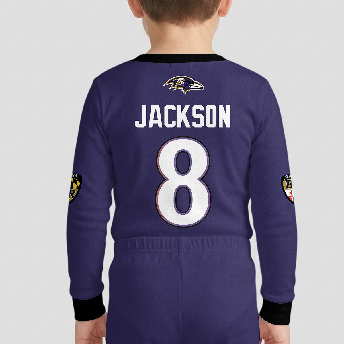 Baltimore RV Football LJ 8! Inspired Bamboo Two Piece Long Sleeve Pajama Set