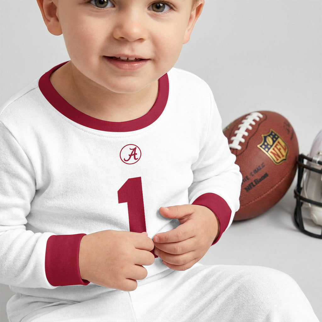 Alabama C.T. Football! Inspired Bamboo Two Piece Long Sleeve Pajama Set For Kid