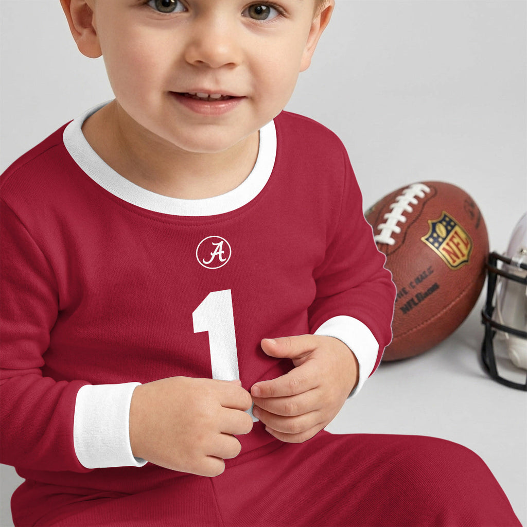 Alabama C.T. Football! Inspired Bamboo Two Piece Long Sleeve Pajama Set For Kid