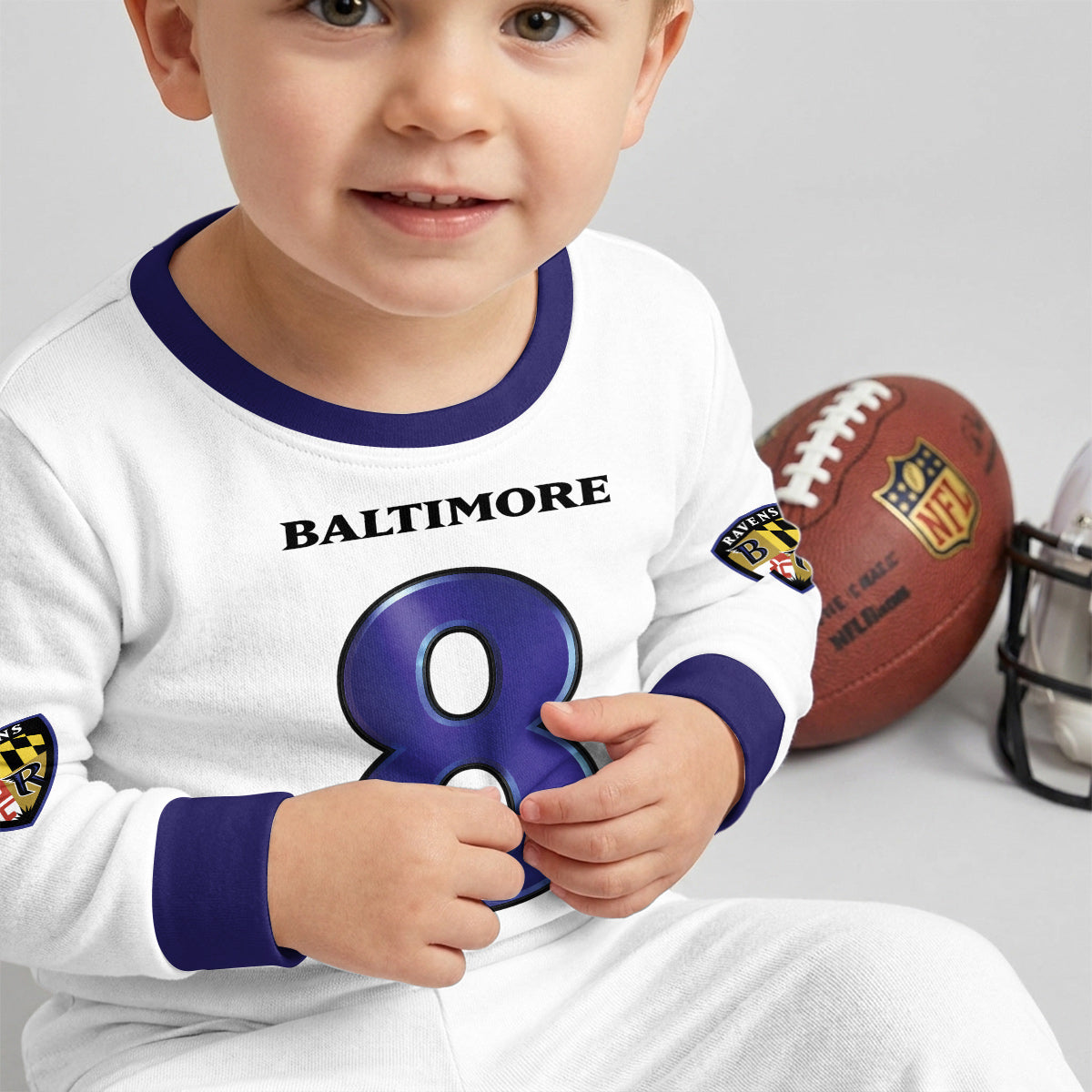 Baltimore RV Football LJ 8! Inspired Bamboo Two Piece Long Sleeve Pajama Set